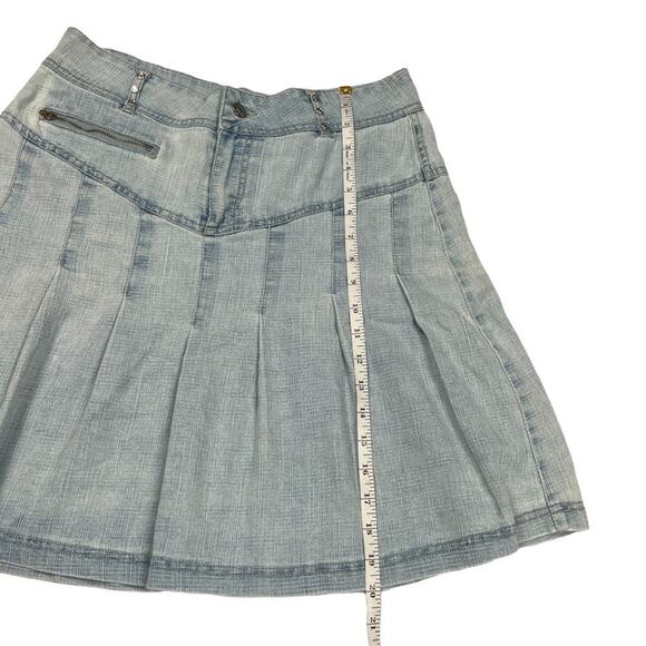 Zoey Beth Skirt Light Wash Denim Zip Fly Y2K Pleated Mini Jean Skirt Women's S - Picture 6 of 11